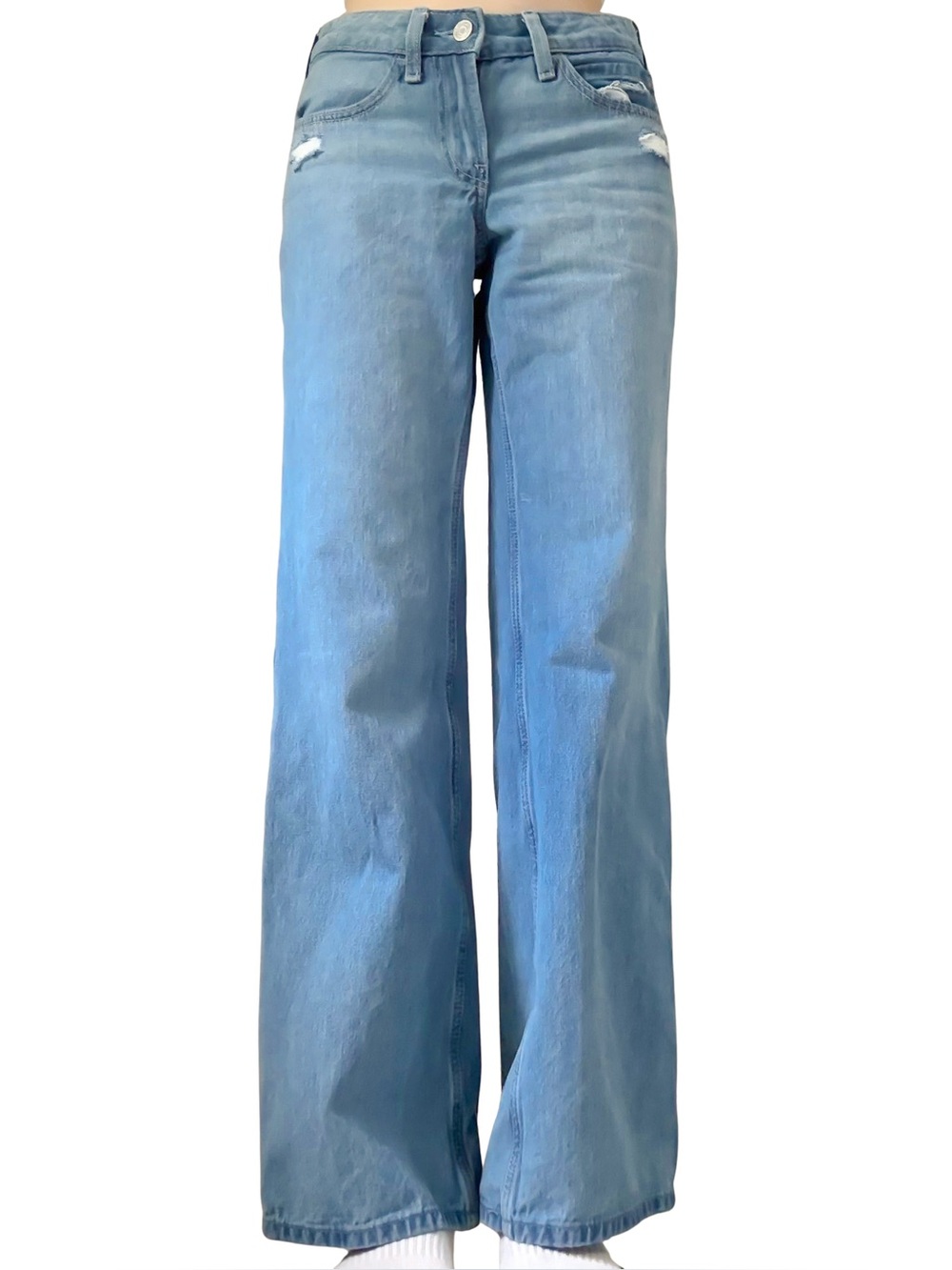 HOLLISTER Low Rise Baggy Wide Leg Jeans Blue Size 23 GUC - Picture 1 of 13